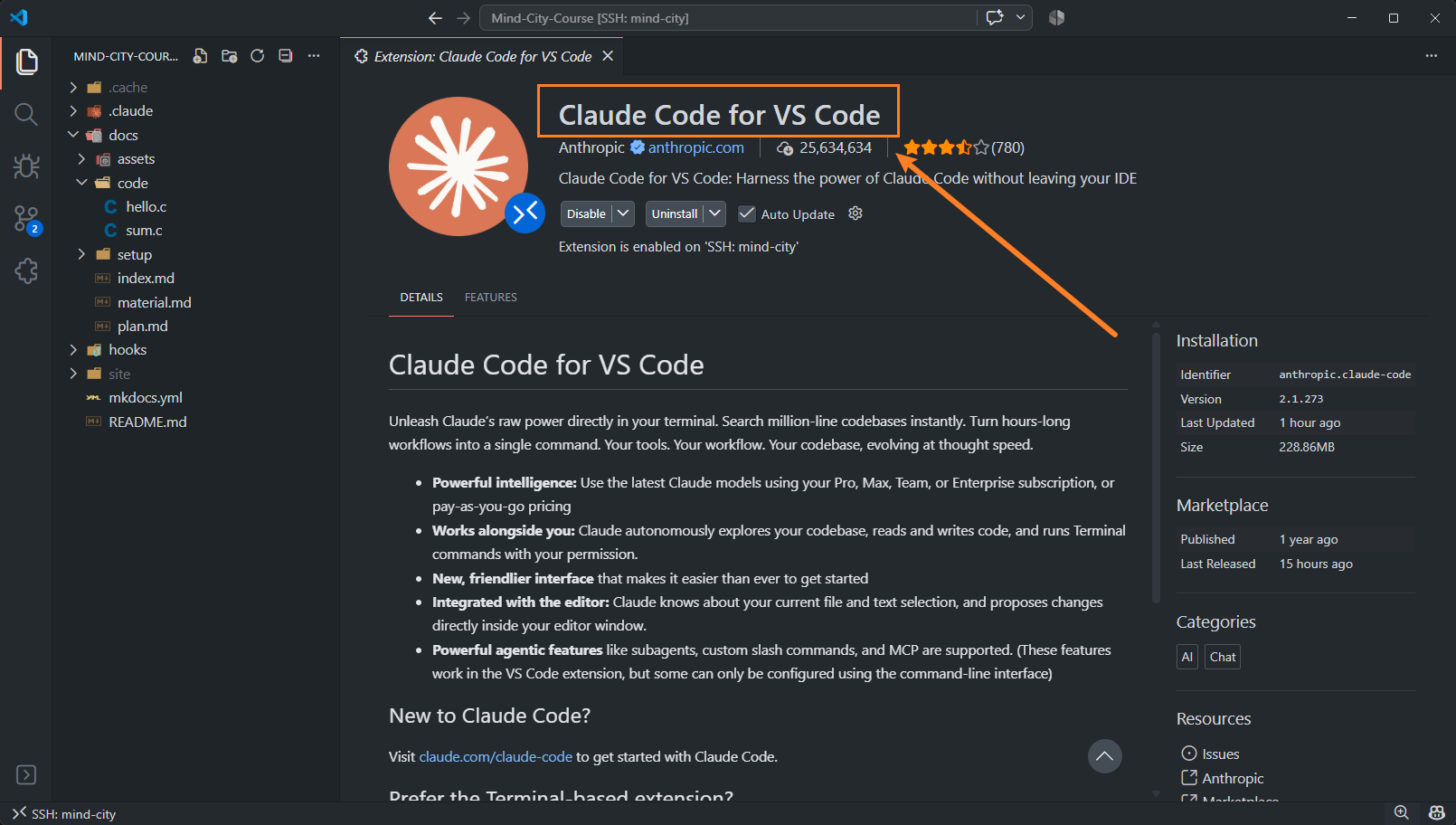 VSCode 扩展面板里的 Claude Code for VS Code