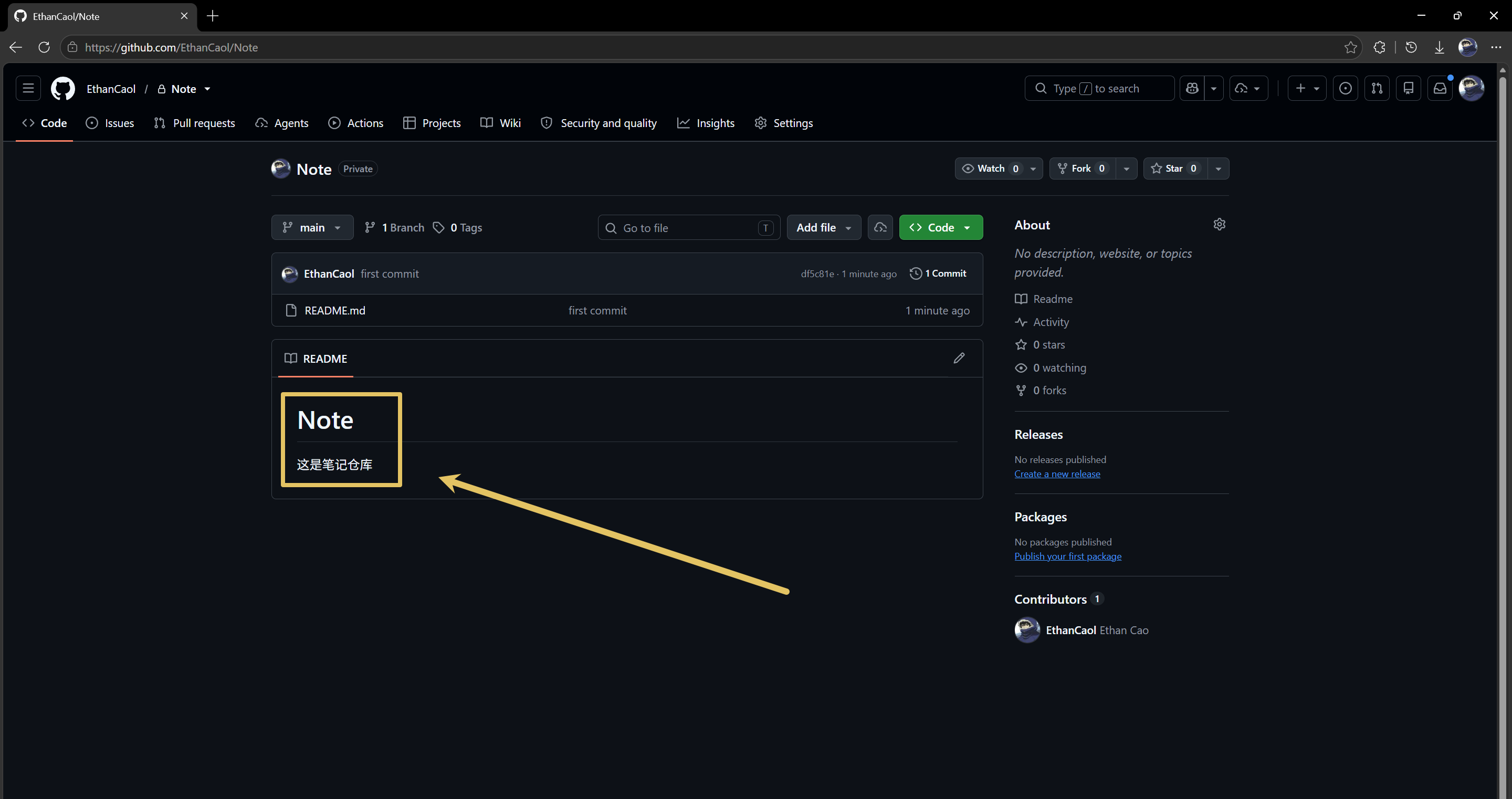 浏览器里 GitHub 上的仓库页，README 已经渲染出来